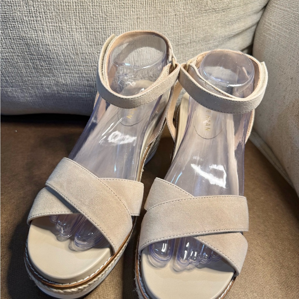 Cole Haan Cloudfeel Espadrille Sesame Wedge Sandal size 9.5 B